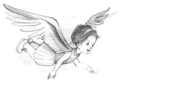 Illustration : Grain-d'Aile vole joyeusement avec ses nouvelles ailes